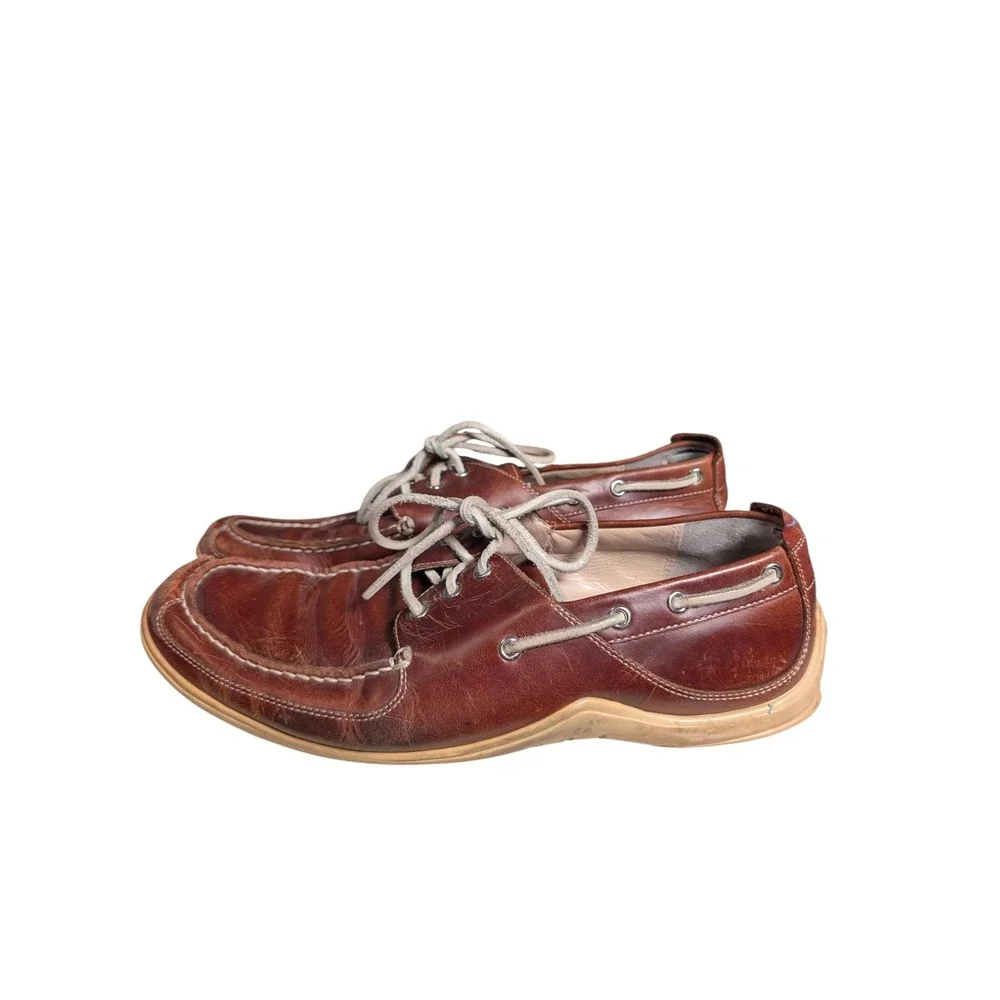 Cole Haan Mens Brown Leather Boat Shoes C03542 Moc Toe Loafers Size 10.5 M